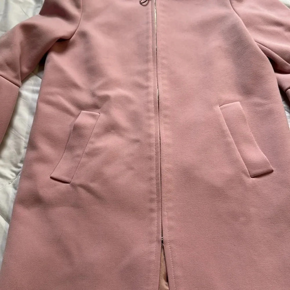 Zara powder pink zippered coat with bell sleeves size XS - Picture 4 of 7